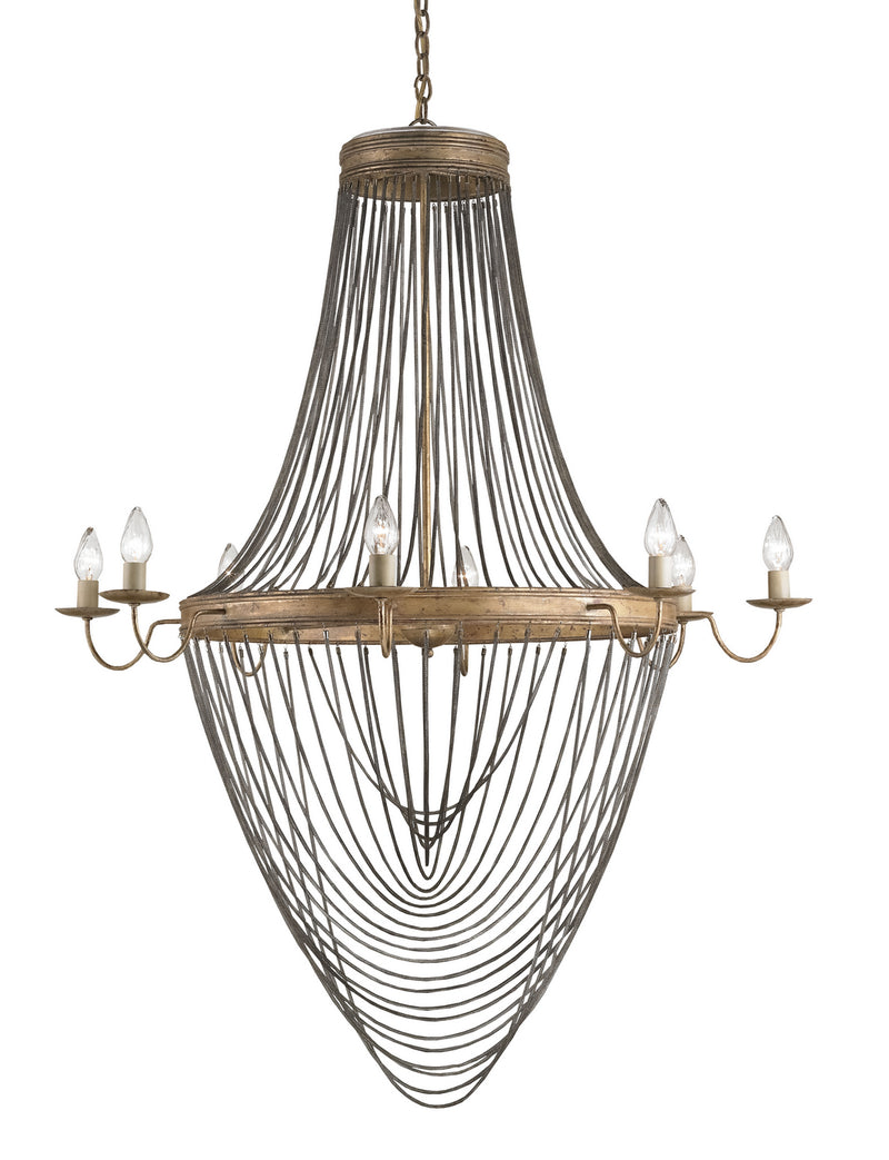 Currey and Company 9412 Eight Light Chandelier, French Gold Leaf/Iron