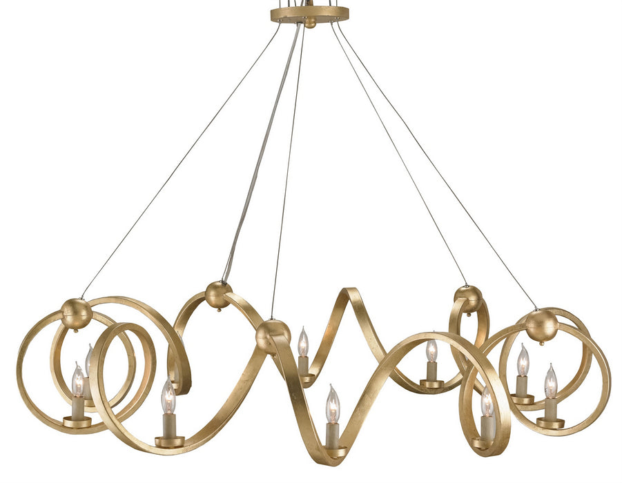 Currey and Company 9490 Ten Light Chandelier, Dutch Gold Leaf