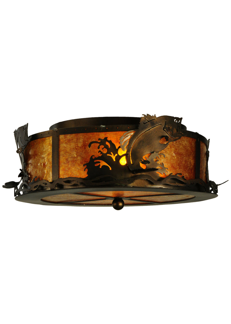Meyda Tiffany 110601 Two Light Flushmount, Antique Copper