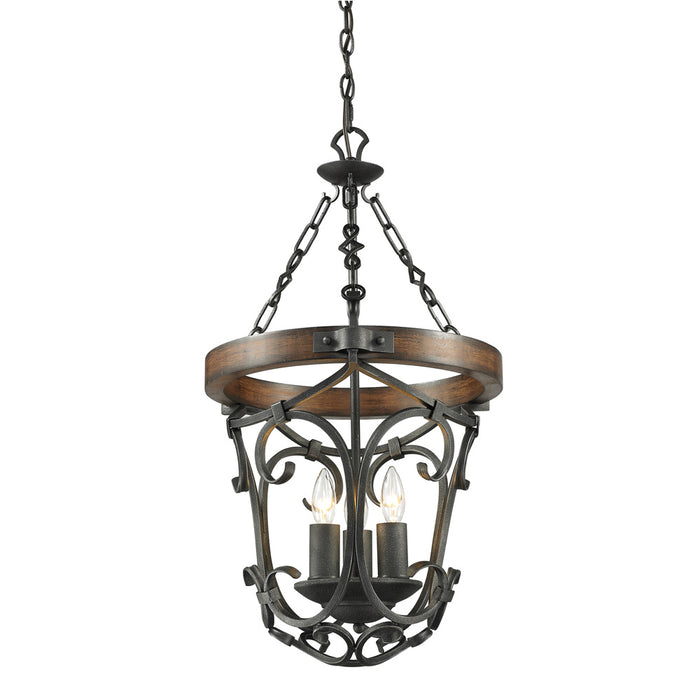 Golden 1821-3P BI Three Light Pendant, Black Iron