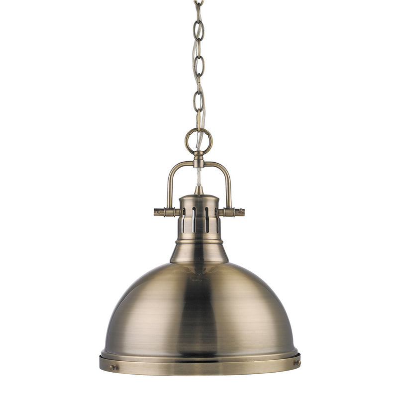 Golden 3602-L AB-AB One Light Pendant, Aged Brass