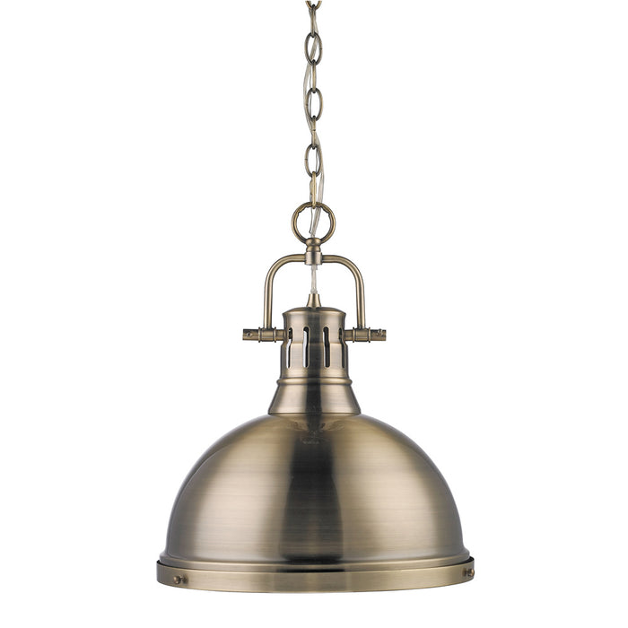 Golden 3602-L AB-AB One Light Pendant, Aged Brass