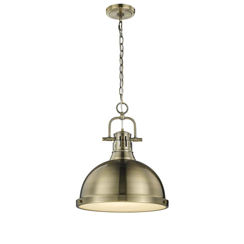 Golden 3602-L AB-AB One Light Pendant, Aged Brass