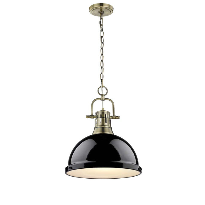 Golden 3602-L AB-BK One Light Pendant, Aged Brass