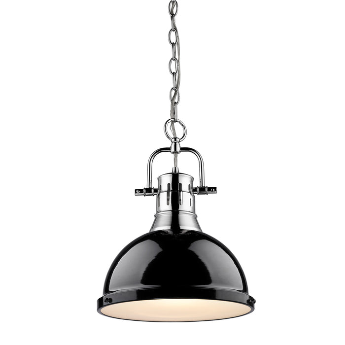 Golden 3602-L CH-BK One Light Pendant, Chrome