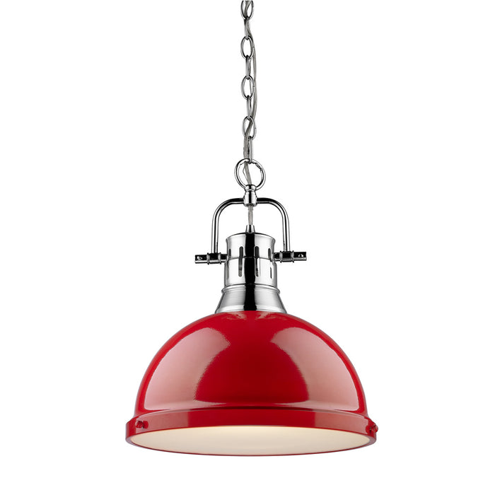 Golden 3602-L CH-RD One Light Pendant, Chrome