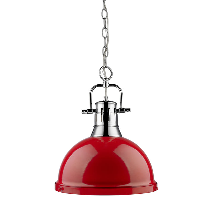 Golden 3602-L CH-RD One Light Pendant, Chrome