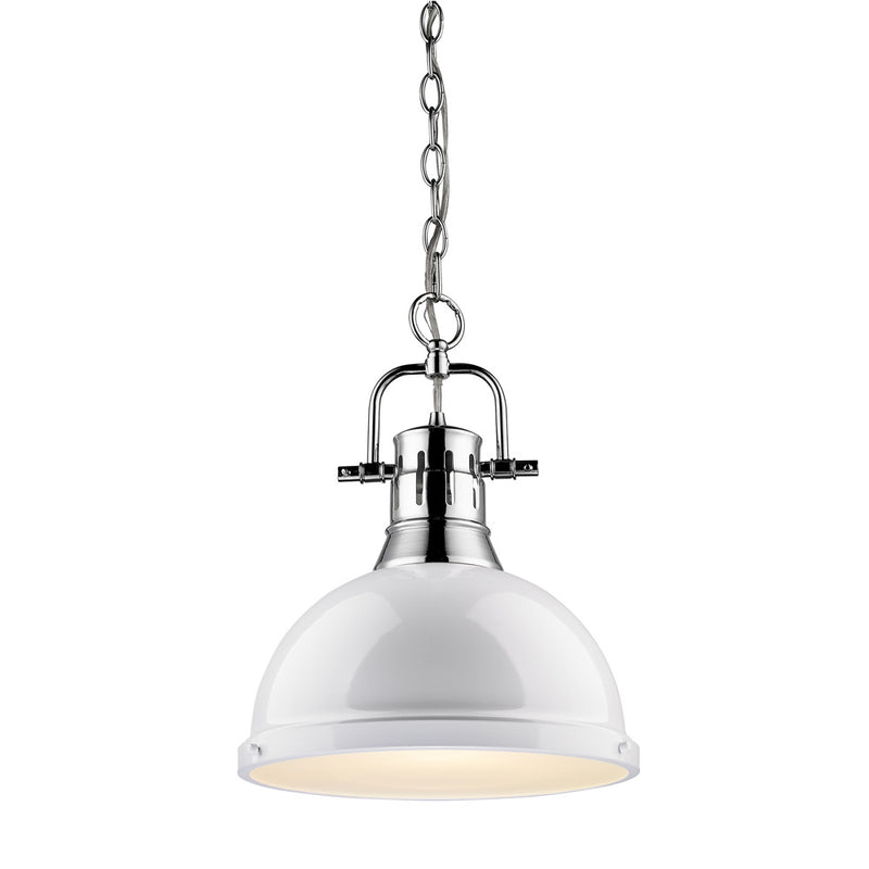 Golden 3602-L CH-WH One Light Pendant, Chrome