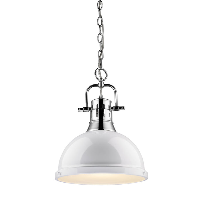 Golden 3602-L CH-WH One Light Pendant, Chrome