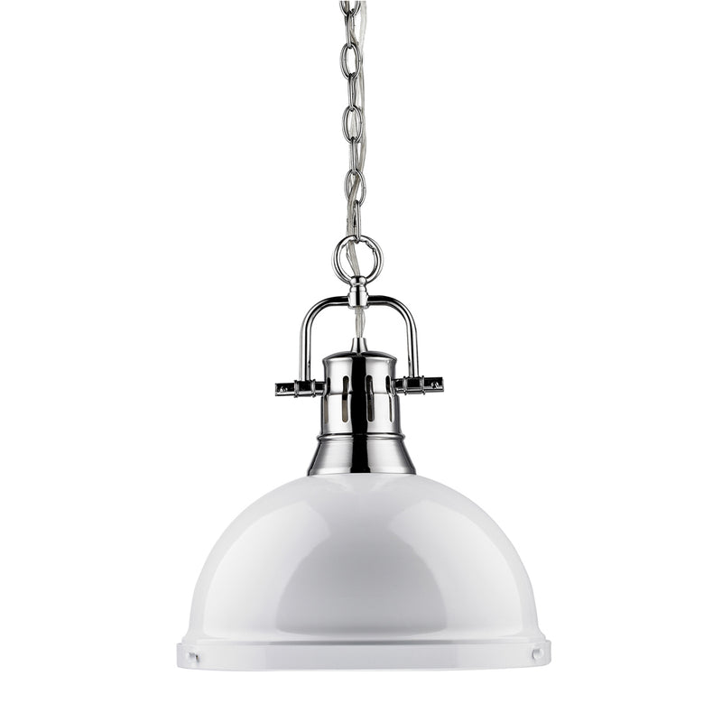 Golden 3602-L CH-WH One Light Pendant, Chrome