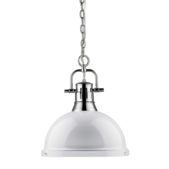 Golden 3602-L CH-WH One Light Pendant, Chrome