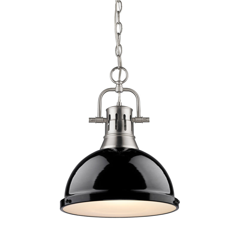 Golden 3602-L PW-BK One Light Pendant, Pewter