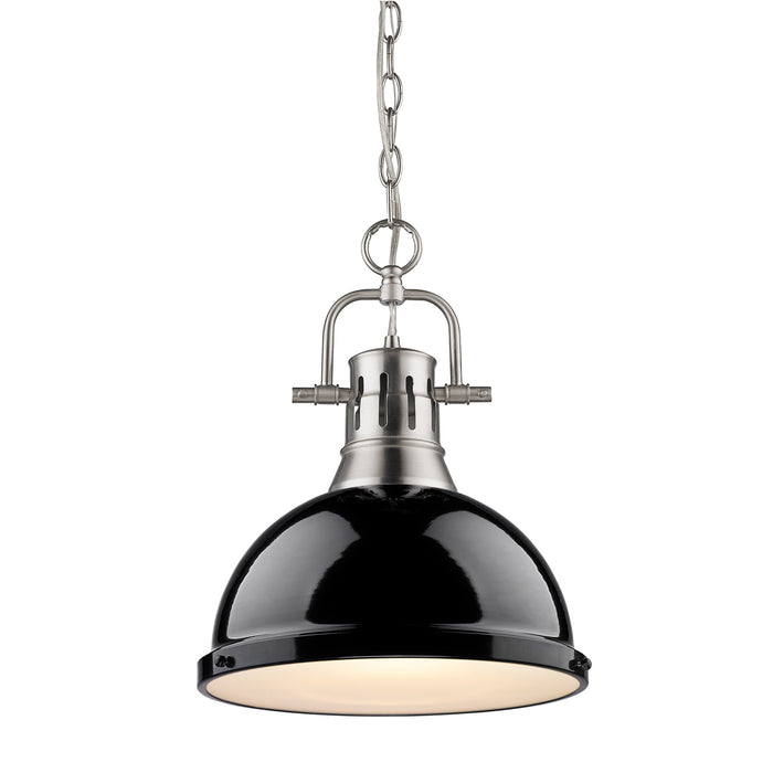 Golden 3602-L PW-BK One Light Pendant, Pewter