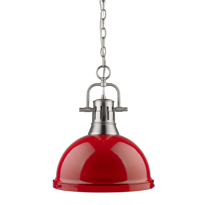 Golden 3602-L PW-RD One Light Pendant, Pewter