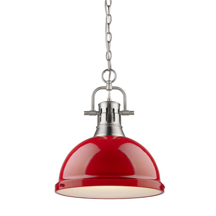 Golden 3602-L PW-RD One Light Pendant, Pewter