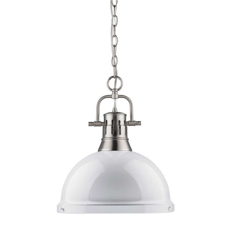 Golden 3602-L PW-WH One Light Pendant, Pewter