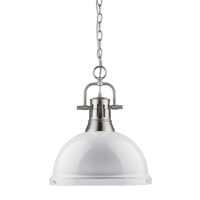 Golden 3602-L PW-WH One Light Pendant, Pewter