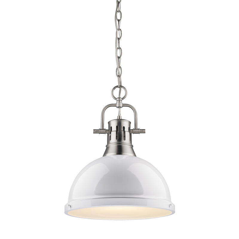 Golden 3602-L PW-WH One Light Pendant, Pewter