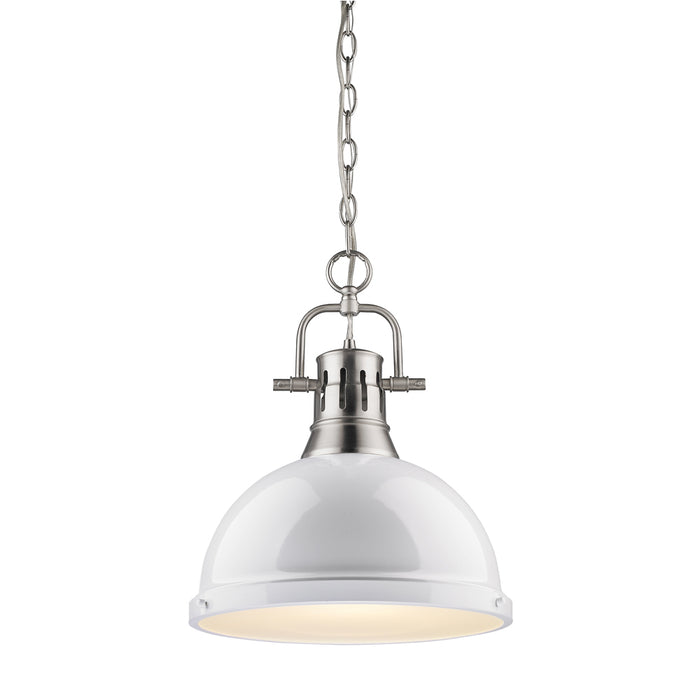 Golden 3602-L PW-WH One Light Pendant, Pewter