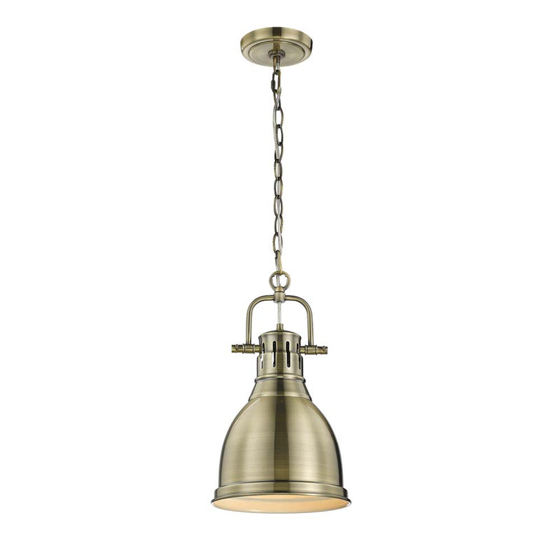 Golden 3602-S AB-AB One Light Pendant, Aged Brass