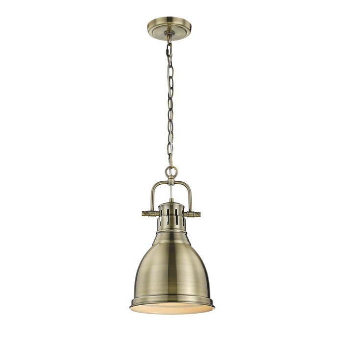 Golden 3602-S AB-AB One Light Pendant, Aged Brass
