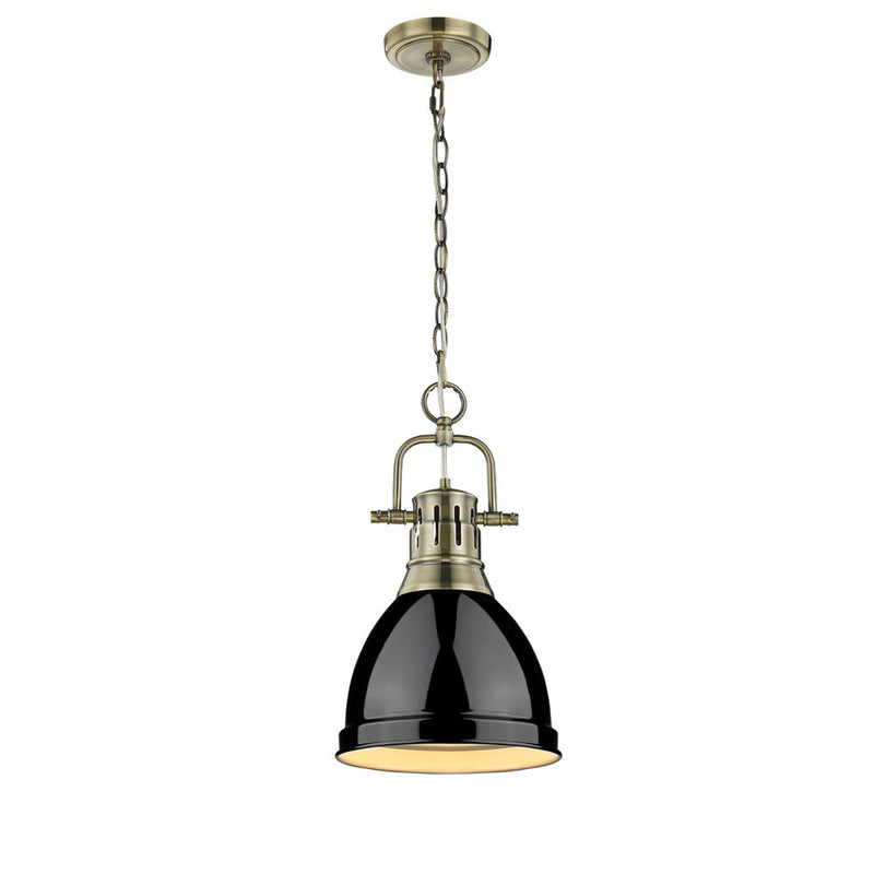 Golden 3602-S AB-BK One Light Pendant, Aged Brass