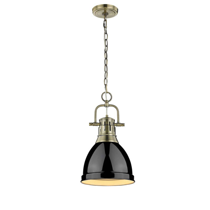 Golden 3602-S AB-BK One Light Pendant, Aged Brass