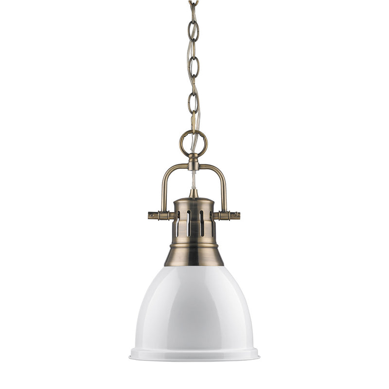 Golden 3602-S AB-WH One Light Pendant, Aged Brass