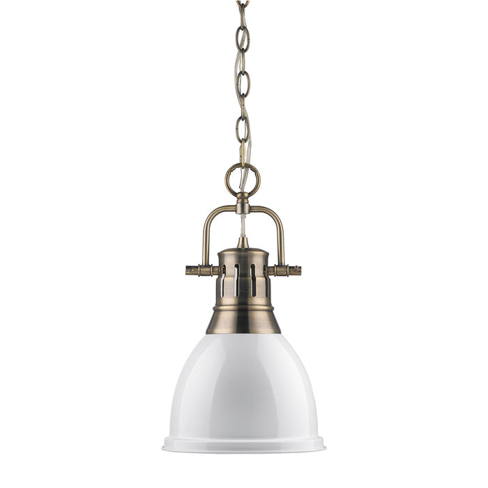 Golden 3602-S AB-WH One Light Pendant, Aged Brass