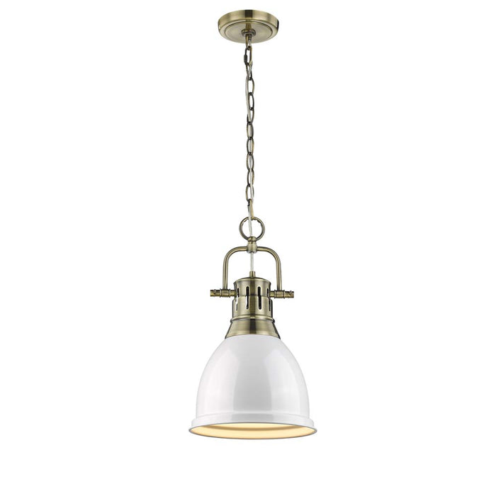 Golden 3602-S AB-WH One Light Pendant, Aged Brass