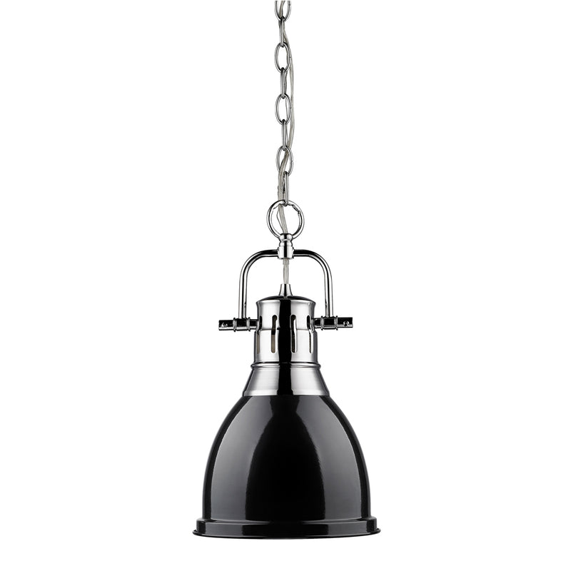 Golden 3602-S CH-BK One Light Pendant, Chrome