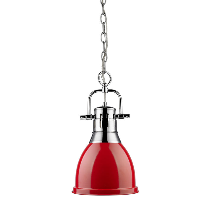 Golden 3602-S CH-RD One Light Pendant, Chrome