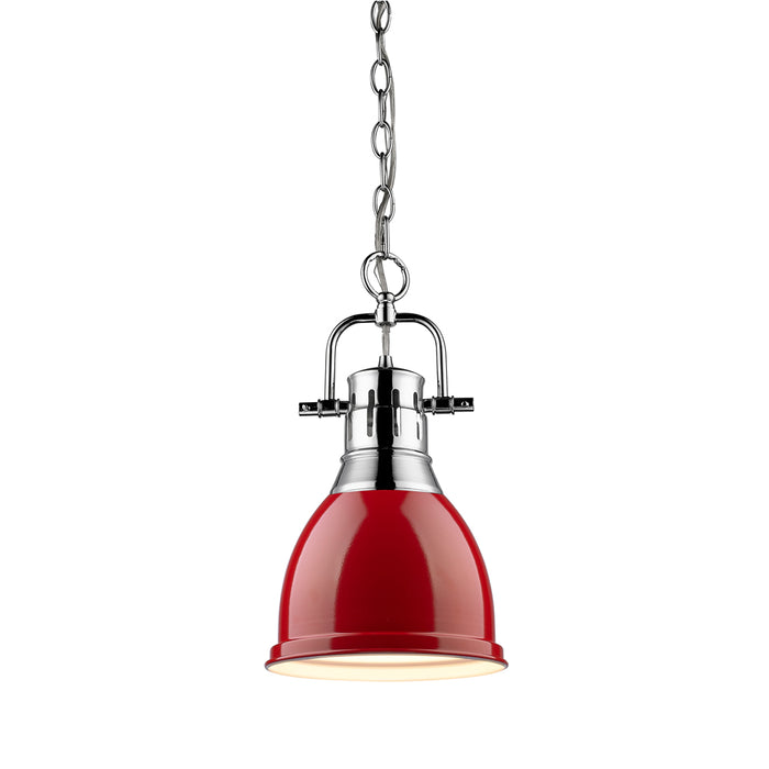 Golden 3602-S CH-RD One Light Pendant, Chrome