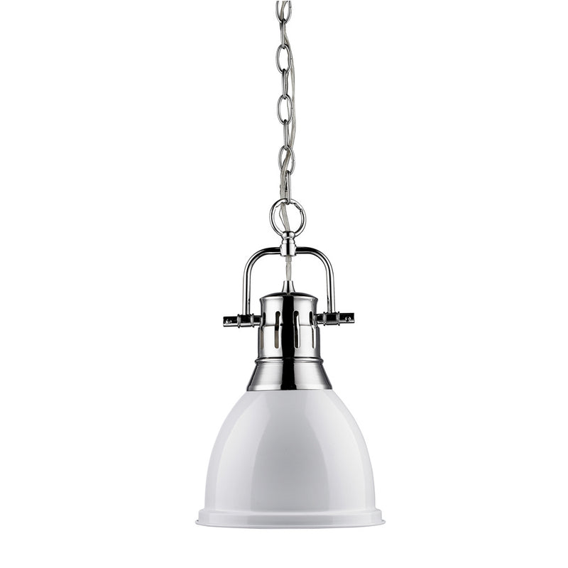 Golden 3602-S CH-WH One Light Pendant, Chrome
