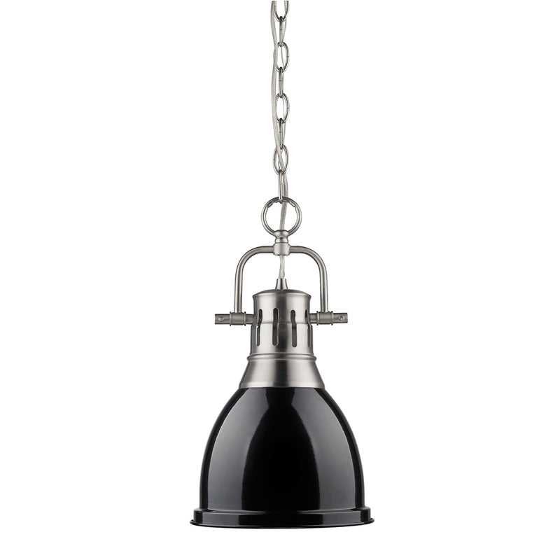 Golden 3602-S PW-BK One Light Pendant, Pewter