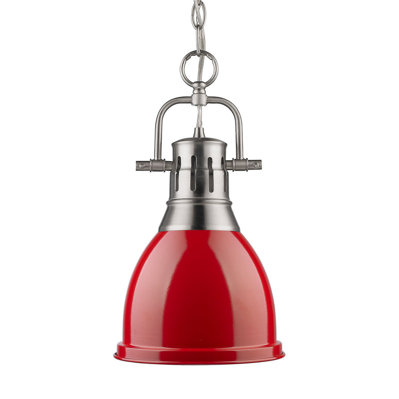 Golden 3602-S PW-RD One Light Pendant, Pewter