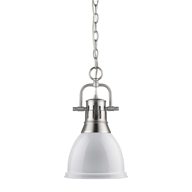 Golden 3602-S PW-WH One Light Pendant, Pewter