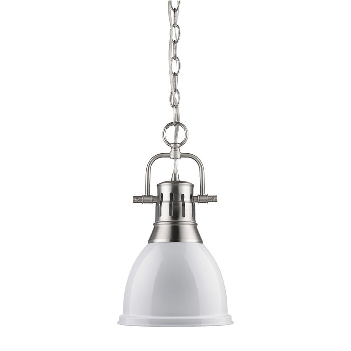Golden 3602-S PW-WH One Light Pendant, Pewter