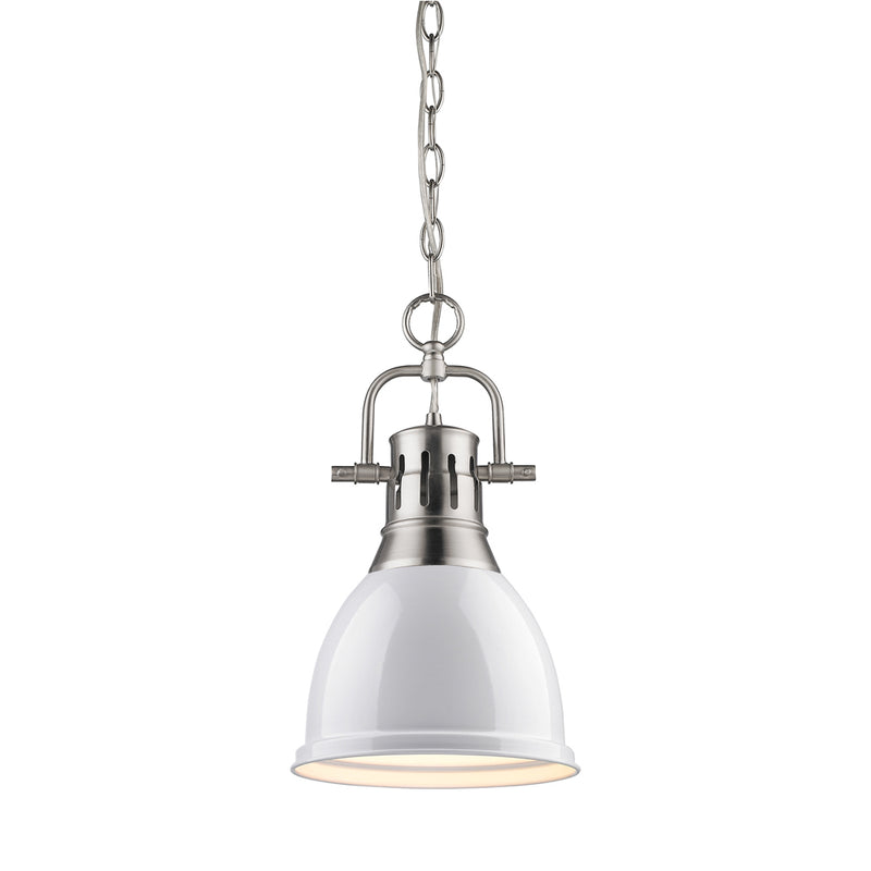 Golden 3602-S PW-WH One Light Pendant, Pewter