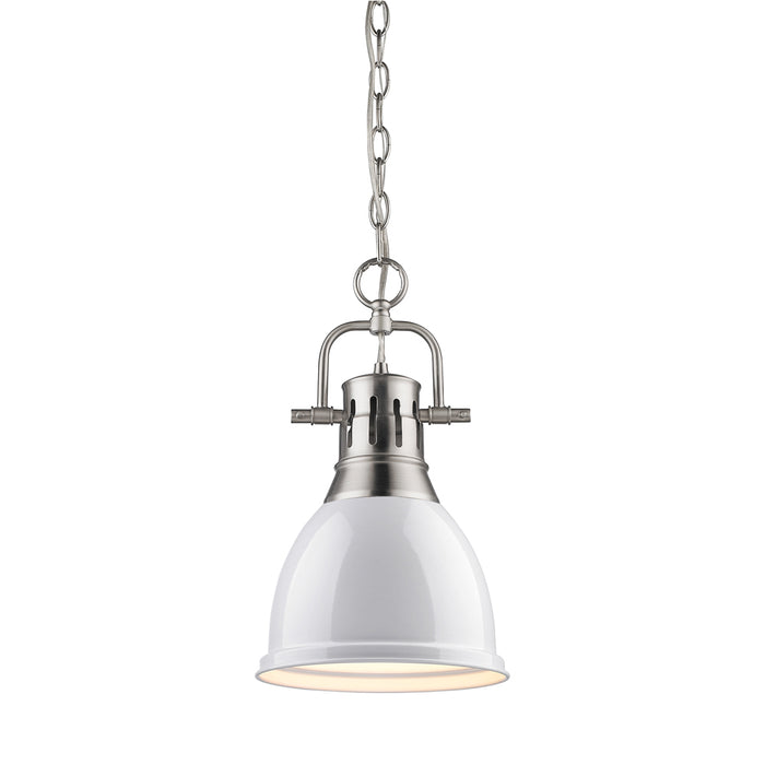 Golden 3602-S PW-WH One Light Pendant, Pewter