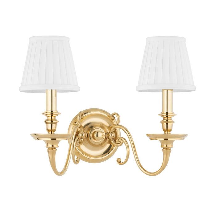 Hudson Valley 1742-AGB Two Light Wall Sconce, Aged Brass