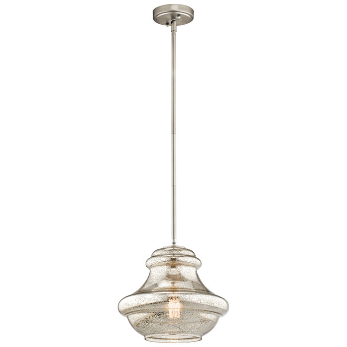 Kichler 42044NIMER One Light Pendant, Brushed Nickel