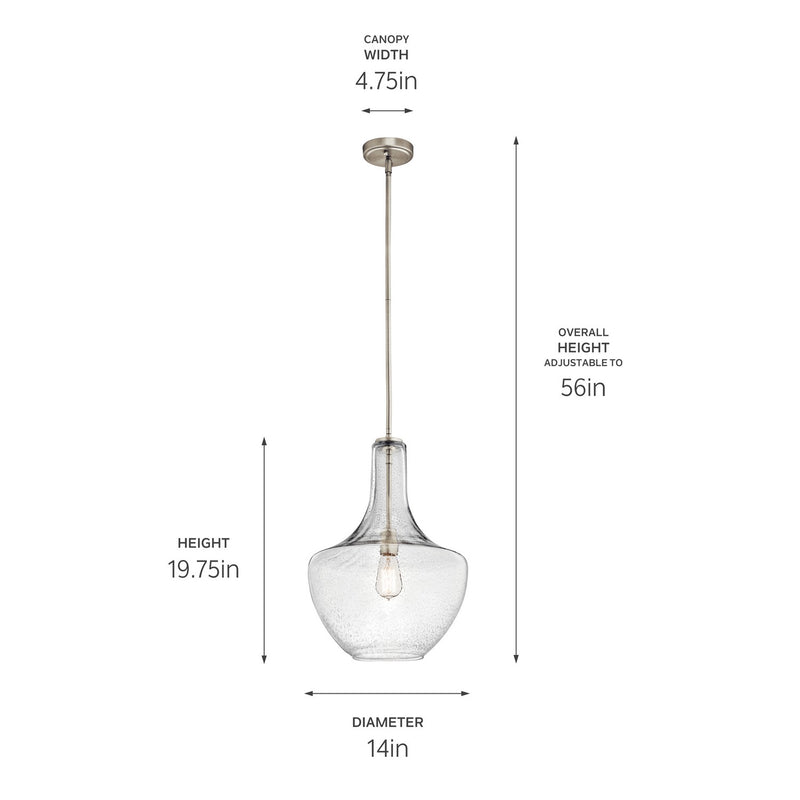 Kichler 42046NICS One Light Pendant, Brushed Nickel