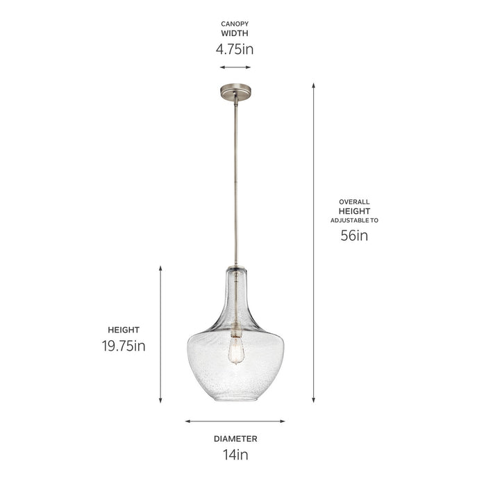 Kichler 42046NICS One Light Pendant, Brushed Nickel