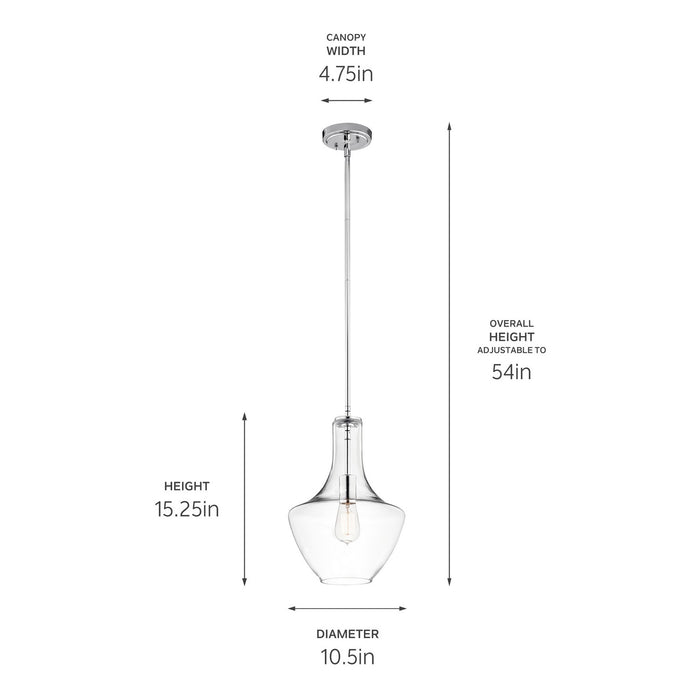 Kichler 42141CHCLR One Light Pendant, Chrome