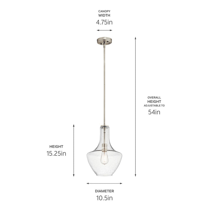 Kichler 42141NICS One Light Pendant, Brushed Nickel