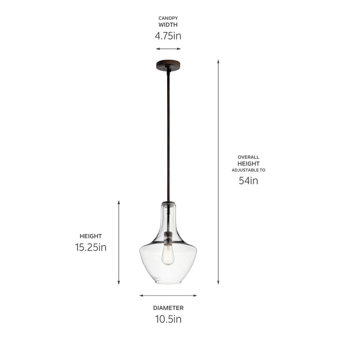 Kichler 42141OZCLR One Light Pendant, Olde Bronze