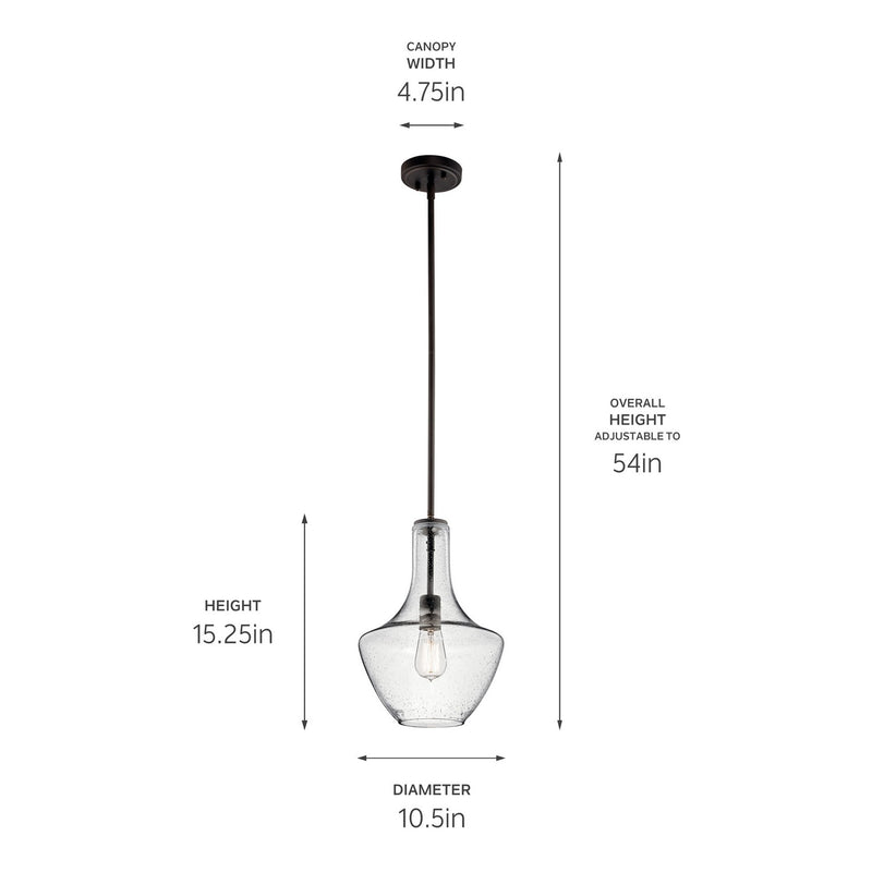 Kichler 42141OZCS One Light Pendant, Olde Bronze