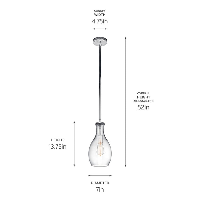 Kichler 42456CHCLR One Light Pendant, Chrome