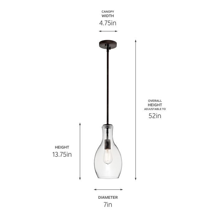 Kichler 42456OZCLR One Light Pendant, Olde Bronze